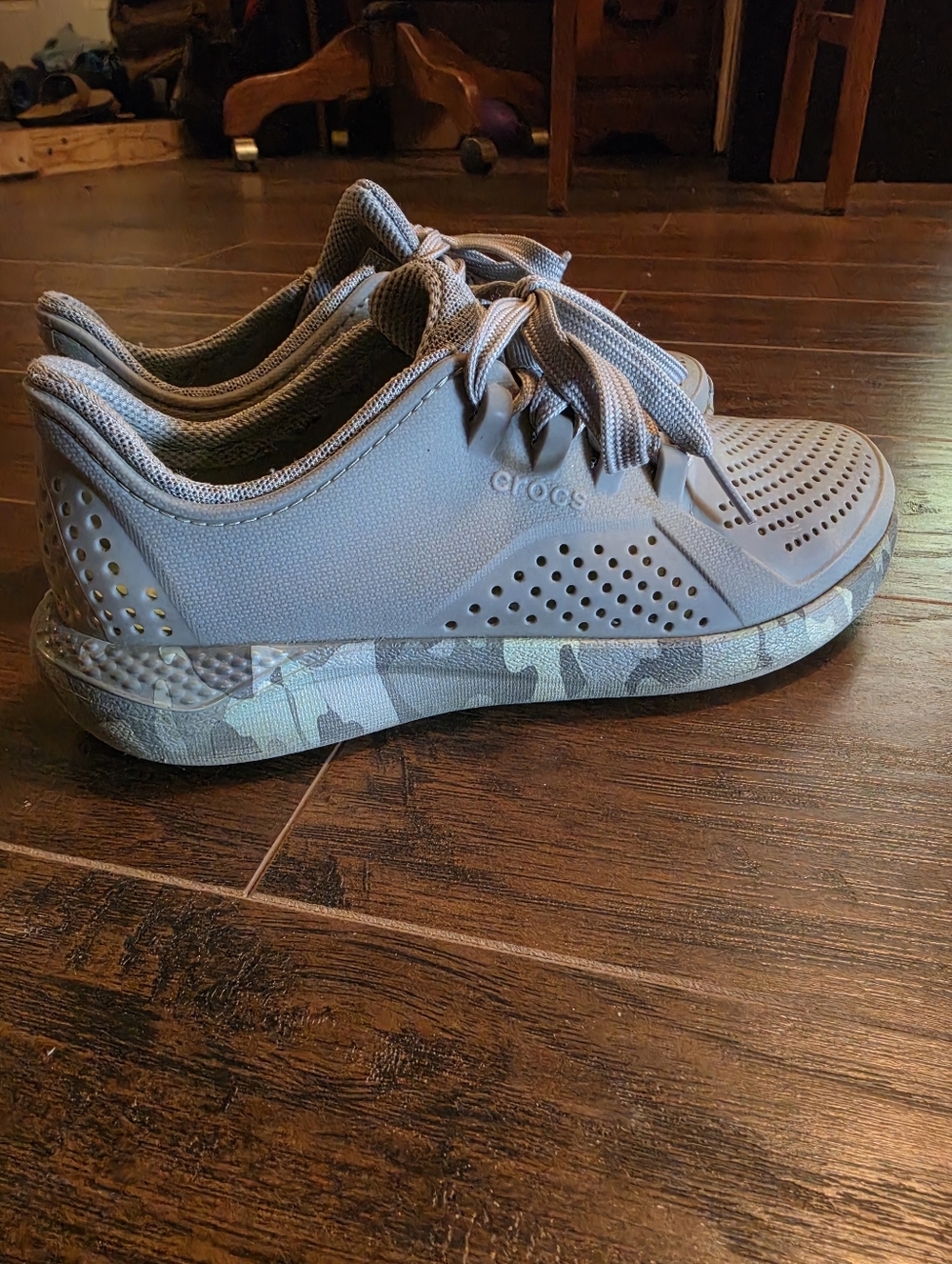 CROCS Gray LiteRide Clog with Camo-Pattern Midsole
